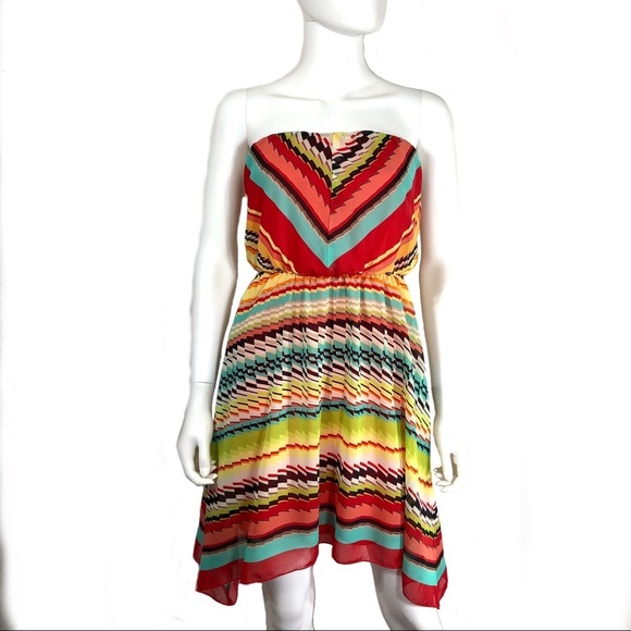 Ruby Rox Strapless Multi Color Summer Dress - Picture 1 of 8